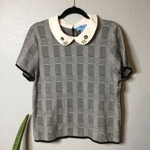 Cece black and white houndstooth XL